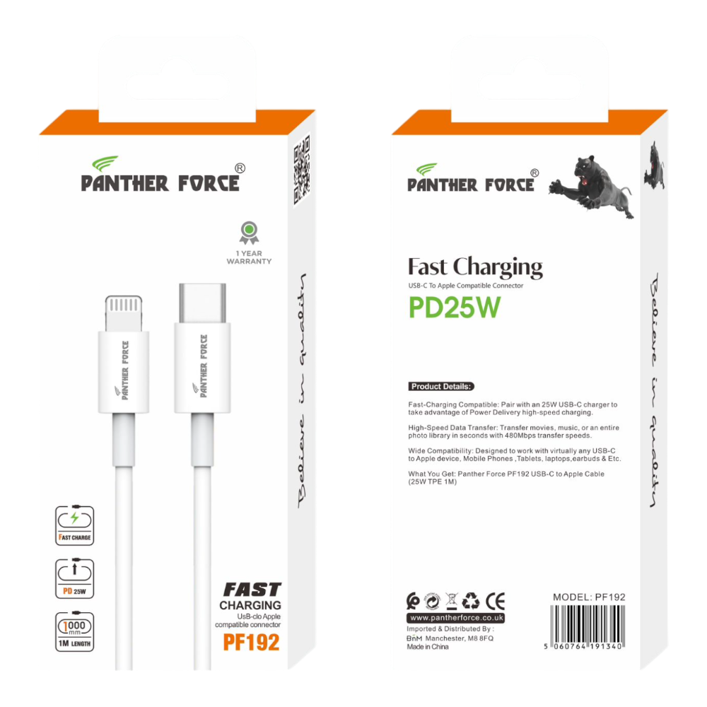 Panther Force C-C Cable Standard - PF192 - Fast Charging & Data Transfer for Micro USB Devices Panther Force C-C Cable Standard - PF192 - Fast Charging & Data Transfer for Micro USB Devices